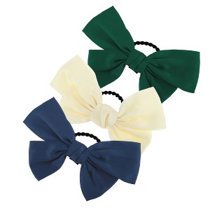 REGALWOVEN Women's Plastic Nylon Bowknot Hair Rope Scrunchies Clip 3 Pcs - 1 of 3