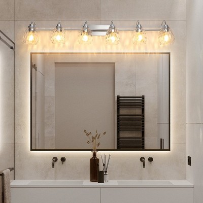 Modern Glass Bathroom Vanity Lights Chrome Bathroom Light Fixtures Crystal Vanity Shower Lights ...