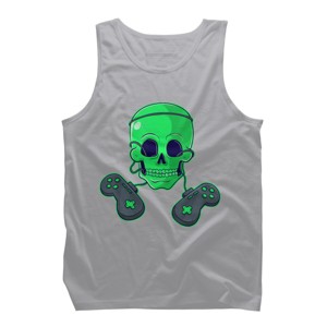 Men's Design By Humans Halloween Skeleton Skull Crossbones Video Gamer By TaiHan Tank Top - 1 of 4