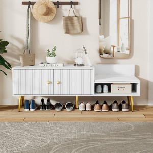 VYNXARIA TREXM Modern Shoe Storage Bench with Hidden Storage & Cushions - Stylish & Functional - 1 of 4