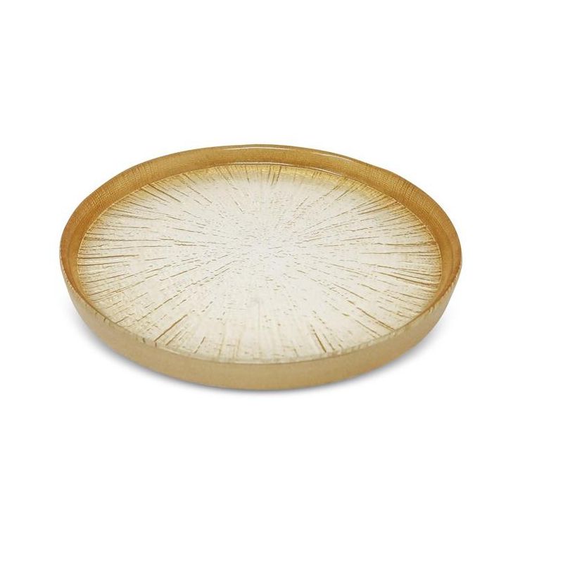 Classic Touch Set of 4 Crystal Glass Plates with Gold Border, 1 of 5