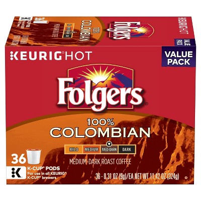 Folgers Colombian Medium Dark Roast Coffee – Keurig K-Cups Pods – 36ct ...