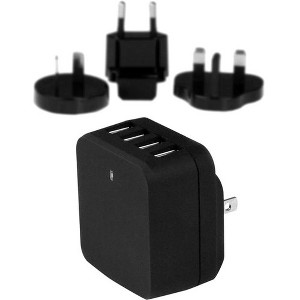 StarTech.com Travel USB Wall Charger - 4 Port - Black - Universal Travel Adapter - International Power Adapter - USB Charger - 1 of 4