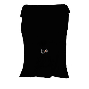 NHL Philadelphia Flyers Logo Patch Faux Shearling Bloncho Blanket - 1 of 3