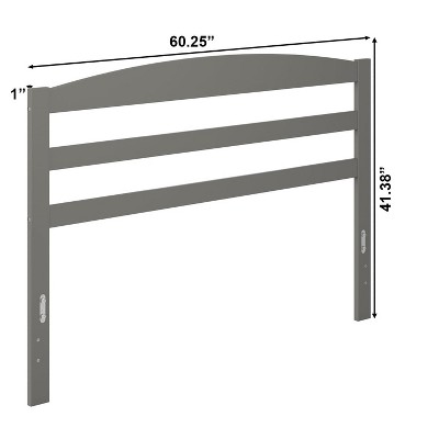 Gray Queen Size Solid Wood Slatted Headboard with Charging Station