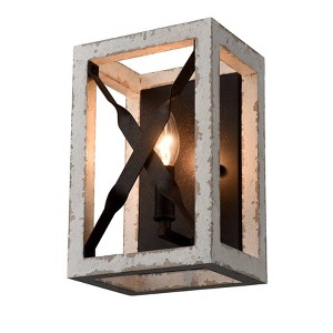 Claxy Farmhouse Rustic Wall Sconce 1-Light Mail Box Wooden Wall Lamp - 1 of 4