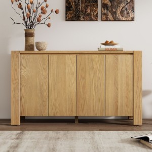 Okak Sideboard Buffet Cabinet, Accent Cabinet with 4 Doors and 4 Shelves, Storage Cabinet for Living Room, Entryway, Hallway, Office, Natural - 1 of 4