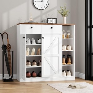 GustoWave Shoe Storage Cabinet with Doors and Drawers, 42'' Tall Shoe Cabinet with 3 Adjustable Shelves, 4-Tier Shoes Rack Organizer Cabinet - 1 of 4