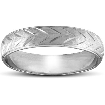 Pompeii3 Chevron Brushed Mens Wedding Band 14K White Gold