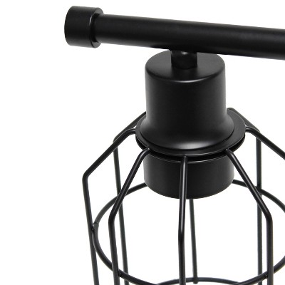 Black Industrial 3-Light Vanity Fixture with Wire Cage Shades