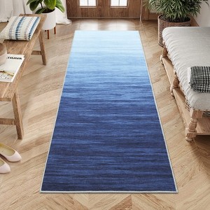 Gradient Color Contemporary Area Rug - Machine Washable Modern Ombre Carpet, Non-Slip Non-Shedding Throw Rug for Living Room Bedroom Laundry - 1 of 4