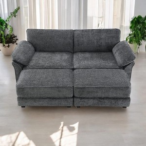 Alilang 81.00 inch Modular Sofa Set with Plush Upholstery and Reversible Chaise-Gray - 1 of 4