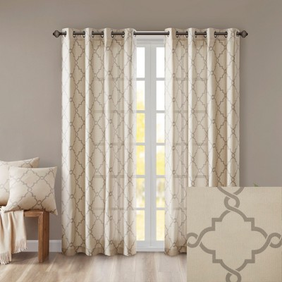 Cotton Blend Fretwork Print Scroll Geometric Design Window Valance, Basket Weave Soft Fabric Valance for Trendy Decor Style