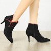 Allegra K Women's Bow Pointed Toe Stiletto Heel Ankle Boots - 2 of 4