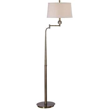 Uttermost Vintage Floor Lamp 68 1/2 Tall Antiqued Brushed Brass Rusted  Black Amber Glass Shade for Living Room Reading Bedroom
