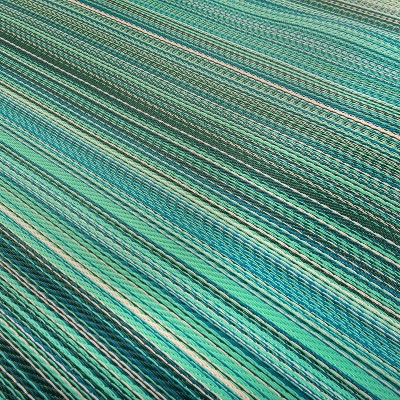 Blue Striped Reversible Synthetic Indoor/Outdoor Rug 3' x 5'