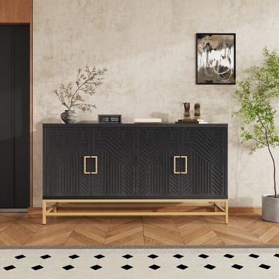 Line Carved Decorative Cabinet,Living Room Cabinet With Adjustable Shelves,Kitchen Cabinet,Storage Cabinets,Indoor Furniture-Maison Boucle