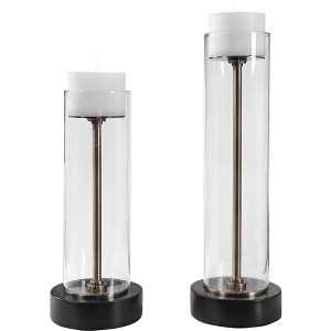 Uttermost Charvi Clear Glass Hurricane Candle Holders Set of 2 - 1 of 1