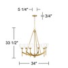 Possini Euro Design Cassidy Antique Brass Chandelier 34" Wide Mid Century Modern Clear Glass 6-Light Fixture for Dining Room House - 4 of 4