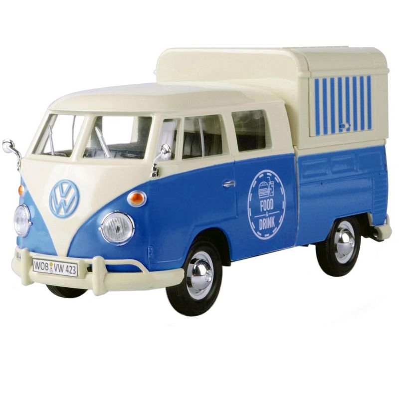 Volkswagen Type 2 (T1) Pickup Food Truck Cream and Blue 1/24 Diecast Model Car by Motormax, 2 of 5
