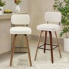 Bekrvio Swivel Counter Height Bar Stools, 29" Faux Leather Upholstered with Back & Bent Wood Legs, for Kitchen Counter - 3 of 4