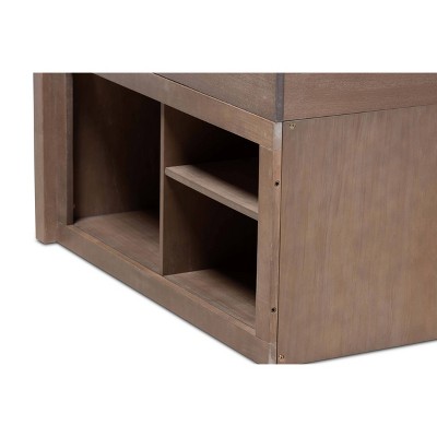 Antique Oak Twin Upholstered Storage Bed with Bookcase & Tufted Headboard