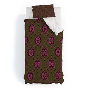 Deny Designs Twin/ Twin Extra Long Schatzi Brown Heidi Global Olive Duvet Cover and Pillow Sham Green - 1 of 4