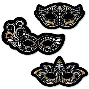 Big Dot of Happiness Masquerade - DIY Shaped Carnival Mask Party Cut-Outs - 24 Count - 1 of 4