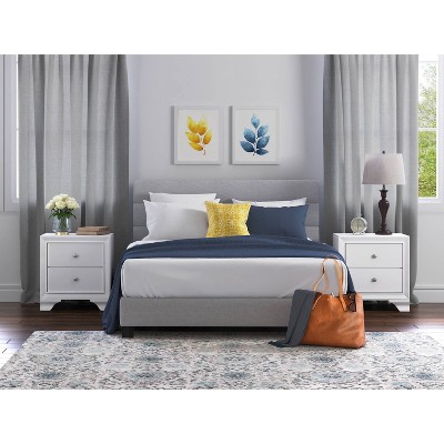 White MDF 2-Drawer Nightstand with USB Charging Station