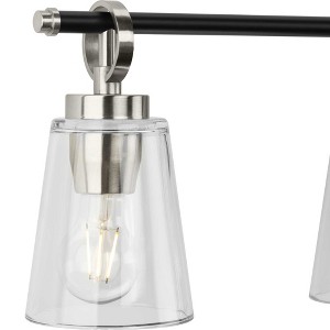 Progress Lighting Cassell 4-Light Vanity Fixture, Brushed Nickel/Matte Black, Clear Glass Shades: Tailored details for Luxe Industrial and - 1 of 4