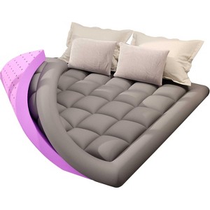 Itopfox Dual Layer Memory Foam Mattress Topper with Cooling Gel & Down Alternative Quilted Cover for Comfort & Support, Dark Gray - 1 of 4