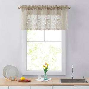 HLC.ME Joyce Lace Sheer Kitchen Curtain Valance Topper - Rod Pocket for Small Windows, Bathroom & Kitchen - 1 of 4