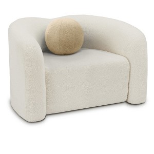 Meridian Furniture,Kali Cream Faux Shearling Teddy Fabric Chair - 1 of 4