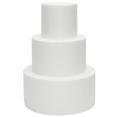Round Foam Cake Dummy 4 Inch x 6 Inch Circle Dummy Cake Set for Wedding 2  Pack