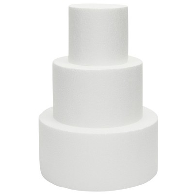 Bright Creations 3 Pieces Round Foam Cake Dummy for Decorating and Wedding Display, Craft Supplies (3 Sizes)
