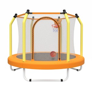 DSVIMOY Trampoline, 55-inch Kids Trampoline with Basketball Hoop, Round Bouncer for Indoor Outdoor, Yellow, 55"*55"*44" - 1 of 4
