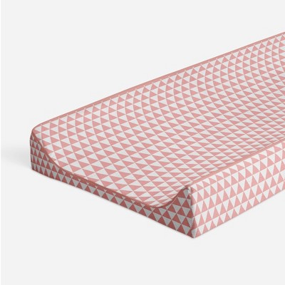 Bacati - Olivia Coral Triangles Quilted Muslin Changing Pad Cover