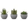 Monarch Specialties Artificial Plant 6 inch Tall Succulent Indoor Faux Fake Table Greenery Potted Set Of 3 Decorative Green Plants Grey Cement Pots - 2 of 4