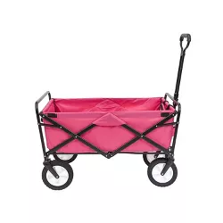 Mac Sports Heavy Duty Steel Frame Collapsible Folding 150 Pound Capacity Outdoor Camping Garden Utility Wagon Yard Cart, Pink