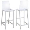 Clear Acrylic Bar Stools with Chrome Legs, Backrest, and Foot Pedestal, Perfect for Modern Kitchens and Bars (Set of 2) - 2 of 4