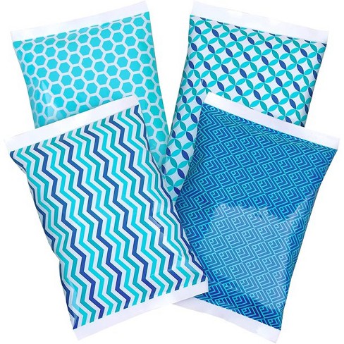 Thrive 4 Pack Small Reusable Ice Packs for Lunch Box or Cooler, Long Lasting, BPA Free, Nautical Prints