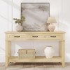 coucheta Console Table, Entryway Table with 3 Storage Drawers, Hallway Table with Sliding Door, Console Sofa Table for Living Room, TV Wall, Natural - 2 of 4