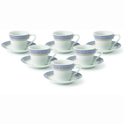 Lorren Home 2oz. Espresso Set Service for 6-Blue/Gold