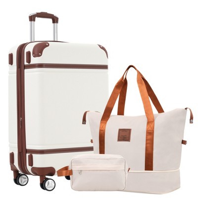 YONWAY 28 Inch Checked Luggage, Expandable Suitcase with Spinner Wheels, Hard Shell Vintage Luggage Set with TSA Lock