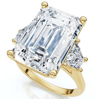 Pompeii3 Certified 11.90Ct Emerald Diamond Engagement Ring 14k Gold Lab Created