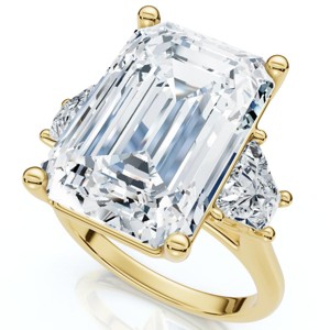 Pompeii3 Certified 11.90Ct Emerald Diamond Engagement Ring 14k Gold Lab Created - 1 of 4