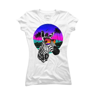 Junior's Design By Humans Summer Zebra By clingcling T-Shirt