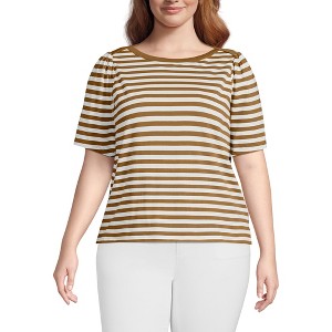 Lands' End Women's Elbow Sleeve Supima Cotton Boatneck T-Shirt - 1 of 3