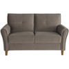 Dunleith Modern Contemporary Velvet Tufted Loveseat in Brown and Walnut - Lexicon - 2 of 4