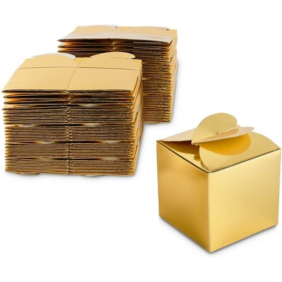 Sparkle and Bash 100 Pack Gold Foil Party Favor Gift Boxes, Candy Boxes for Mother's Day, Easter, Anniversary, Christmas, Graduation, 2.5 x 2.5 In